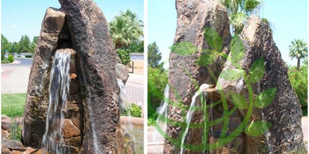 آبنما با سنگ های قلوه ای بزرگ صخره ای
