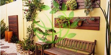 نماي ديوار فلاورباکس چوبی حياط