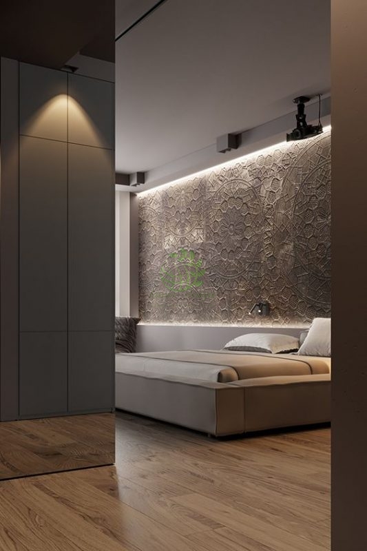 پتینه کاری روی دیوار اتاق خواب 